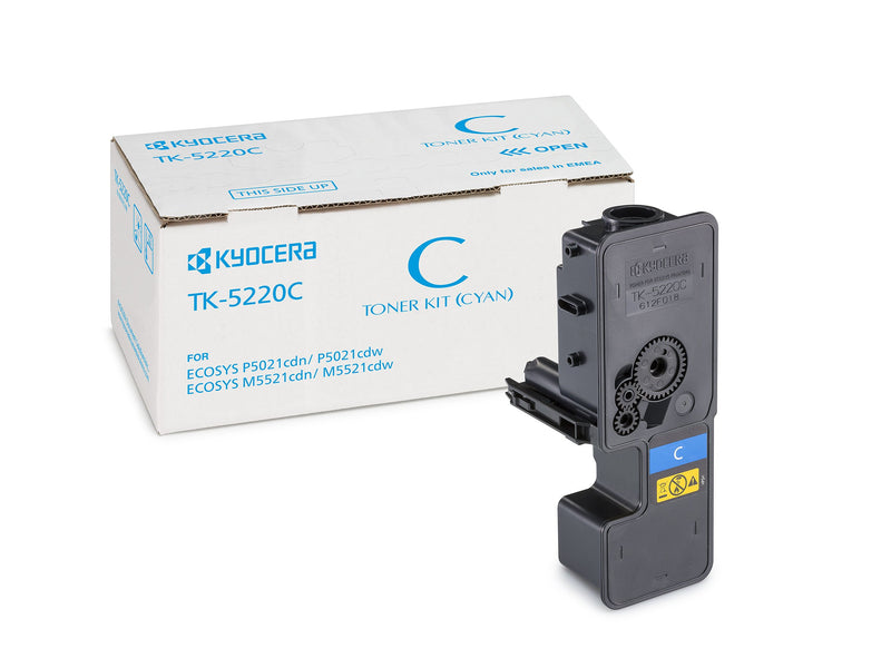 Kyocera TK-5220C Toner Cyan, Original Premium Cartridge 1T02R9CNL1. Compatible ECOSYS Printers M5521cdn/cdw, P5021cdn/cdw