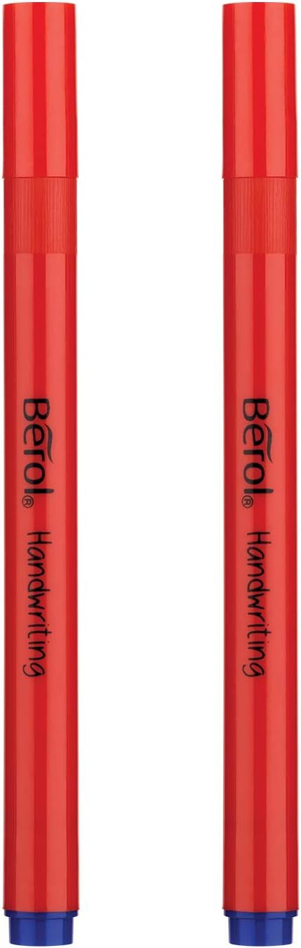 Berol Handwriting Pens | Round Shape is Easy to Hold | Washable Blue Ink | Bright Barrels | 2 Count