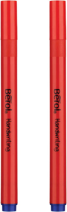 Berol Handwriting Pens | Round Shape is Easy to Hold | Washable Blue Ink | Bright Barrels | 2 Count