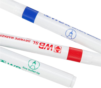 Hainenko WB SL Dry Wipe Marker with Fine Bullet Tip - Assorted (Pack of 4