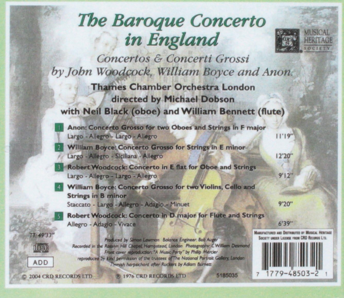 Woodcock Robert 1690-1728 Concerto In D For Flute And Strings W.William Bennett Flute C