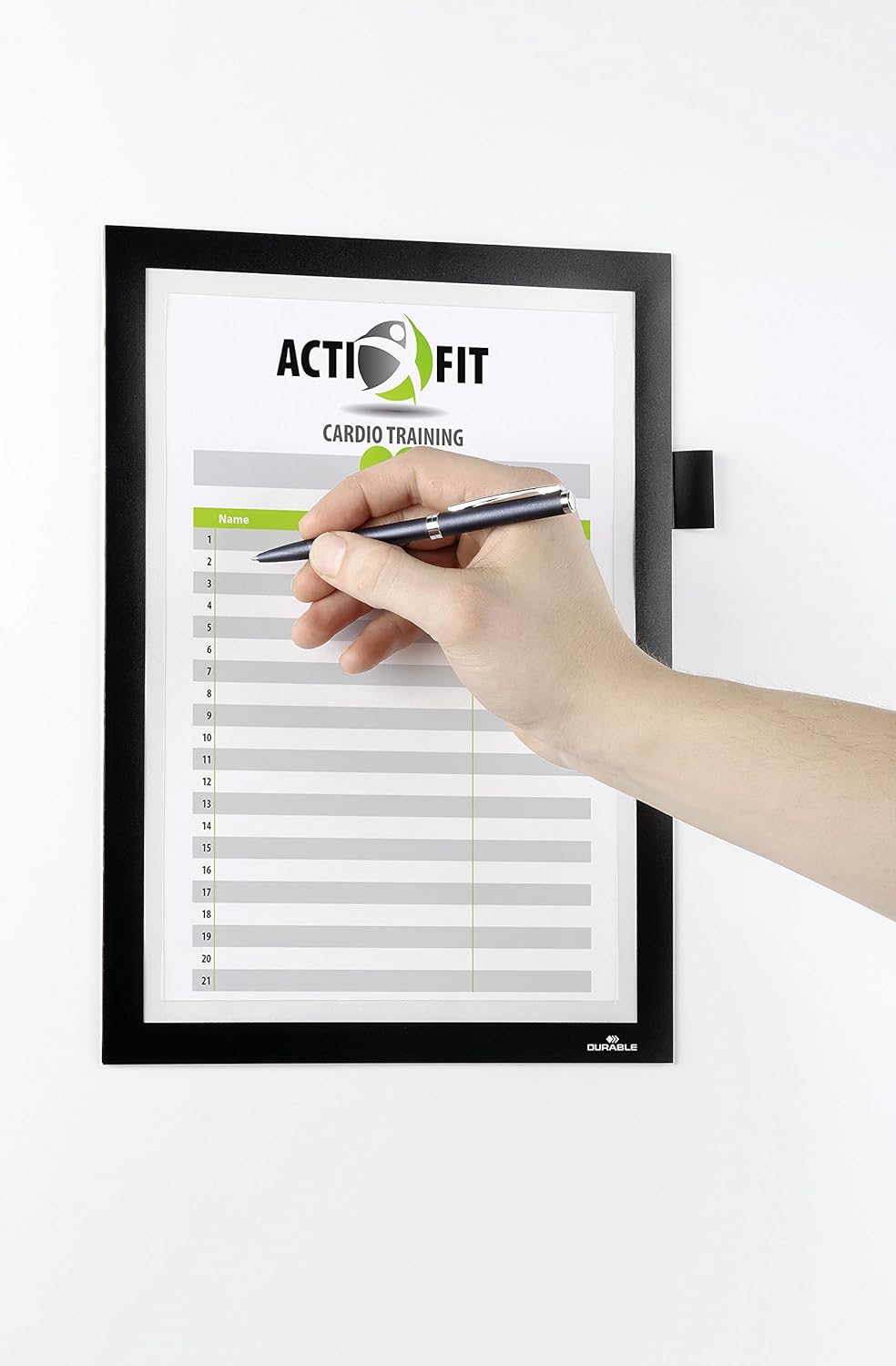 Durable DURAFRAME Note Self-Adhesive Magnetic Frame | A4 Format in Black | Pack of 1 Frames | Includes Universal Pen Holder |