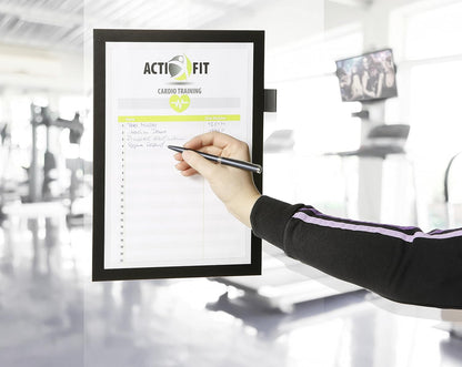 Durable DURAFRAME Note Self-Adhesive Magnetic Frame | A4 Format in Black | Pack of 1 Frames | Includes Universal Pen Holder |