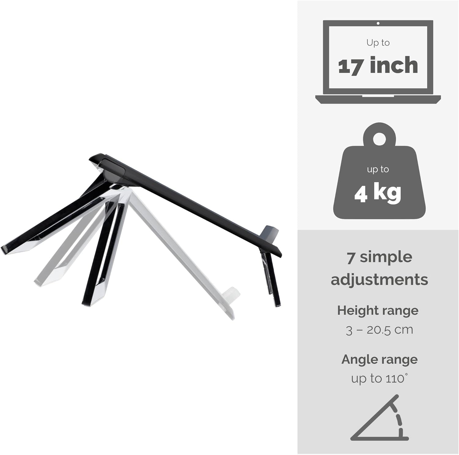 Fellowes Laptop Stand for Desk - I-Spire Series Adjustable Laptop Stand for the Home and Office - Portable Laptop Stand with 7 Height Adjustments - Max Monitor Size 17", Max Weight 4KG