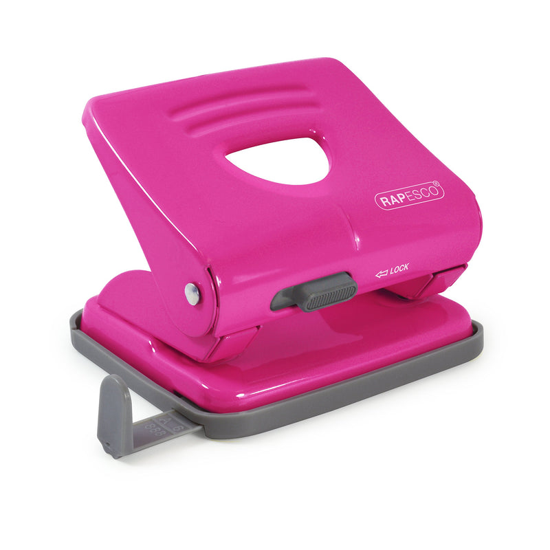Rapesco 1360 825 2-Hole Metal Punch, 25 Sheet Capacity, Hot Pink