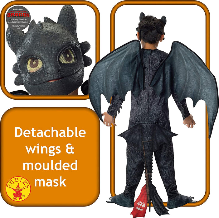 Rubie's Official DreamWorks How To Train Your Dragon 2 Toothless Night Fury Child Costume, Kids Fancy Dress