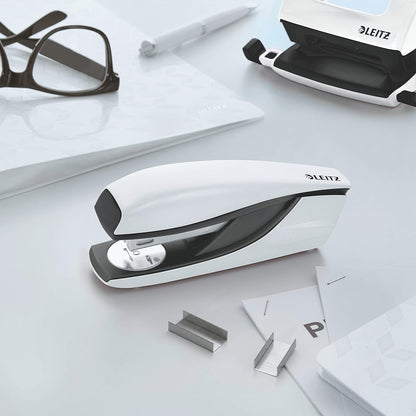 Leitz Stapler, 30 Sheet Capacity, Ergonomic Metal Body, Includes Staples, Wow Range, 55021001 - Pearl