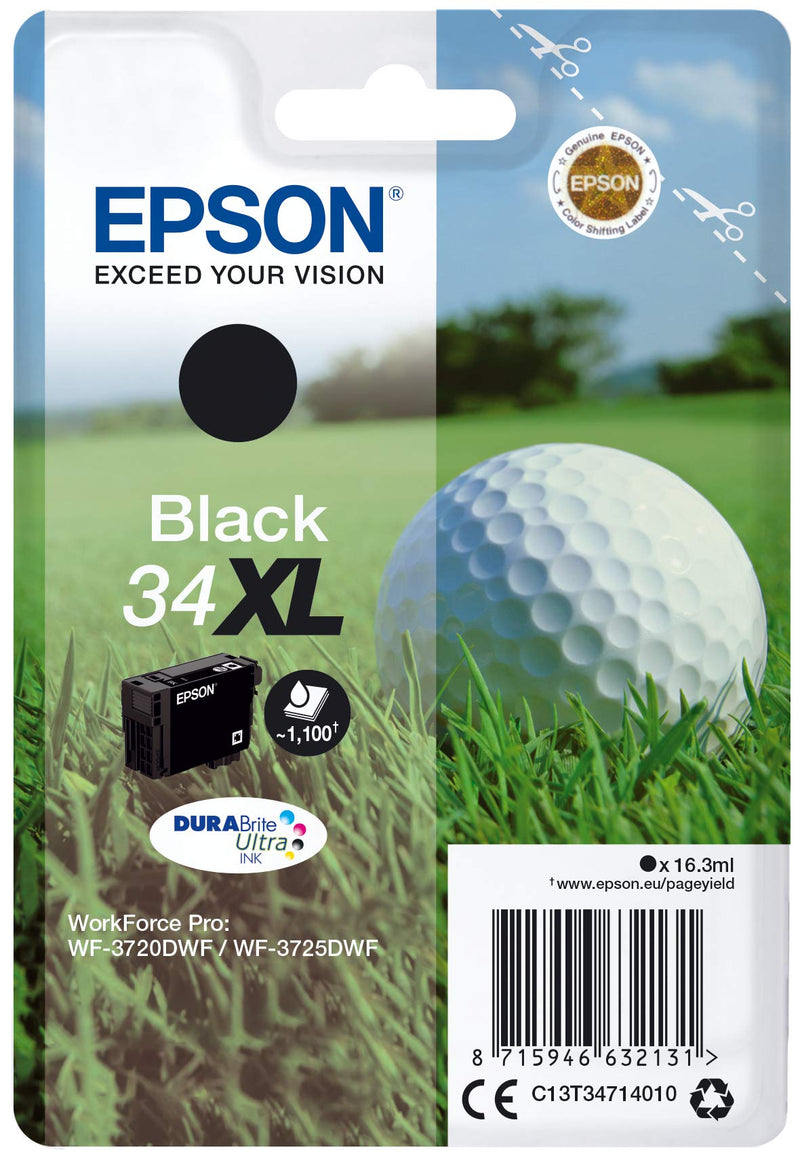 Epson Original 34XL Tinte Golfball (WF-3720DWF, WF-3725DWF), schwarz