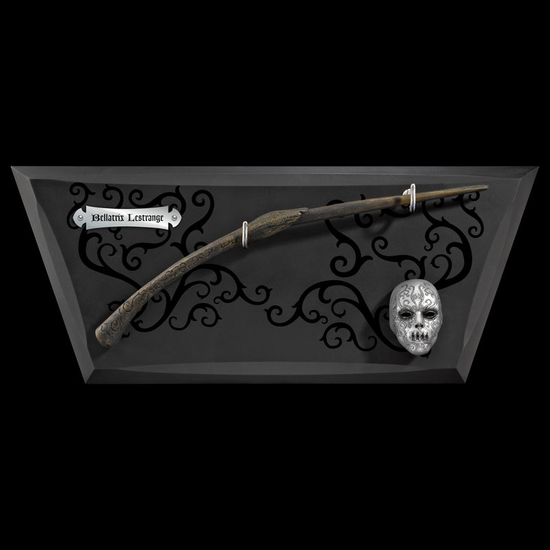 The Noble Collection Bellatrix Wand with wall display & mini mask
