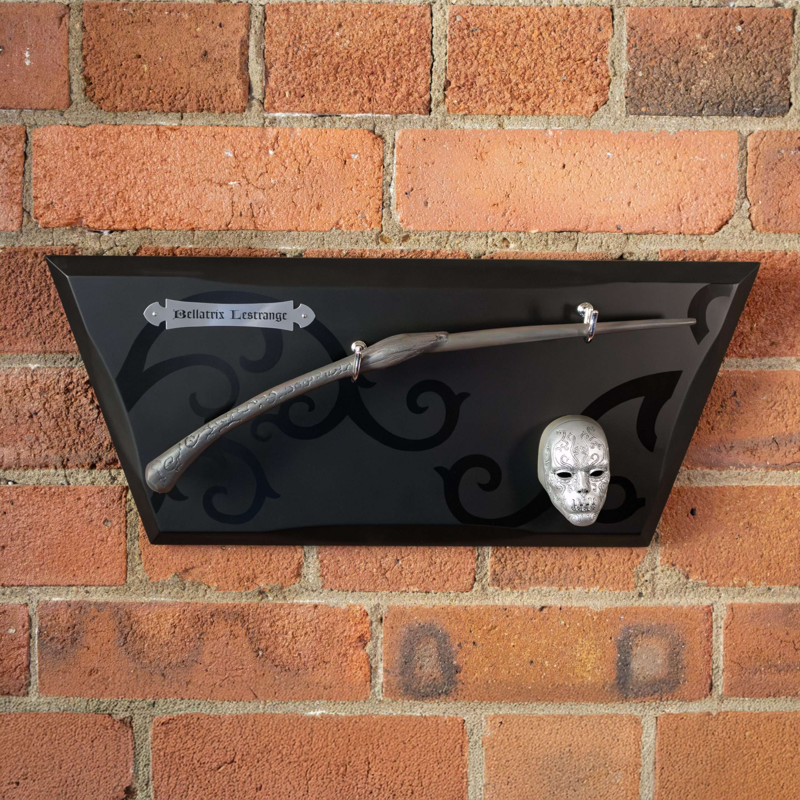 The Noble Collection Bellatrix Wand with wall display & mini mask
