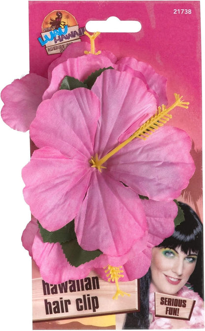 Smiffys Hawaiian Flower Hair Clip, Pink