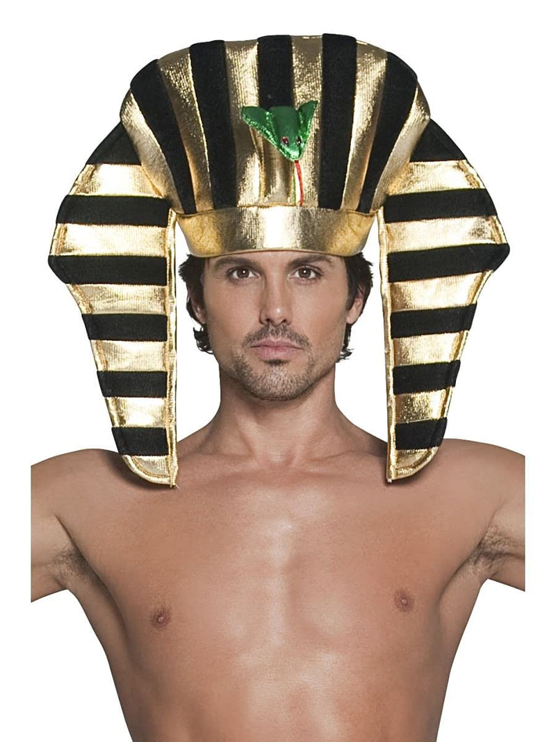 Smiffy's Men's Pharaoh Headpiece, Black & Gold, Soft, One Size, 30284 (US