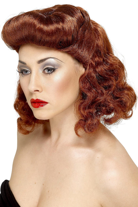 Smiffys Pin Up Girl Wig, Auburn