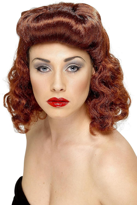 Smiffys Pin Up Girl Wig, Auburn