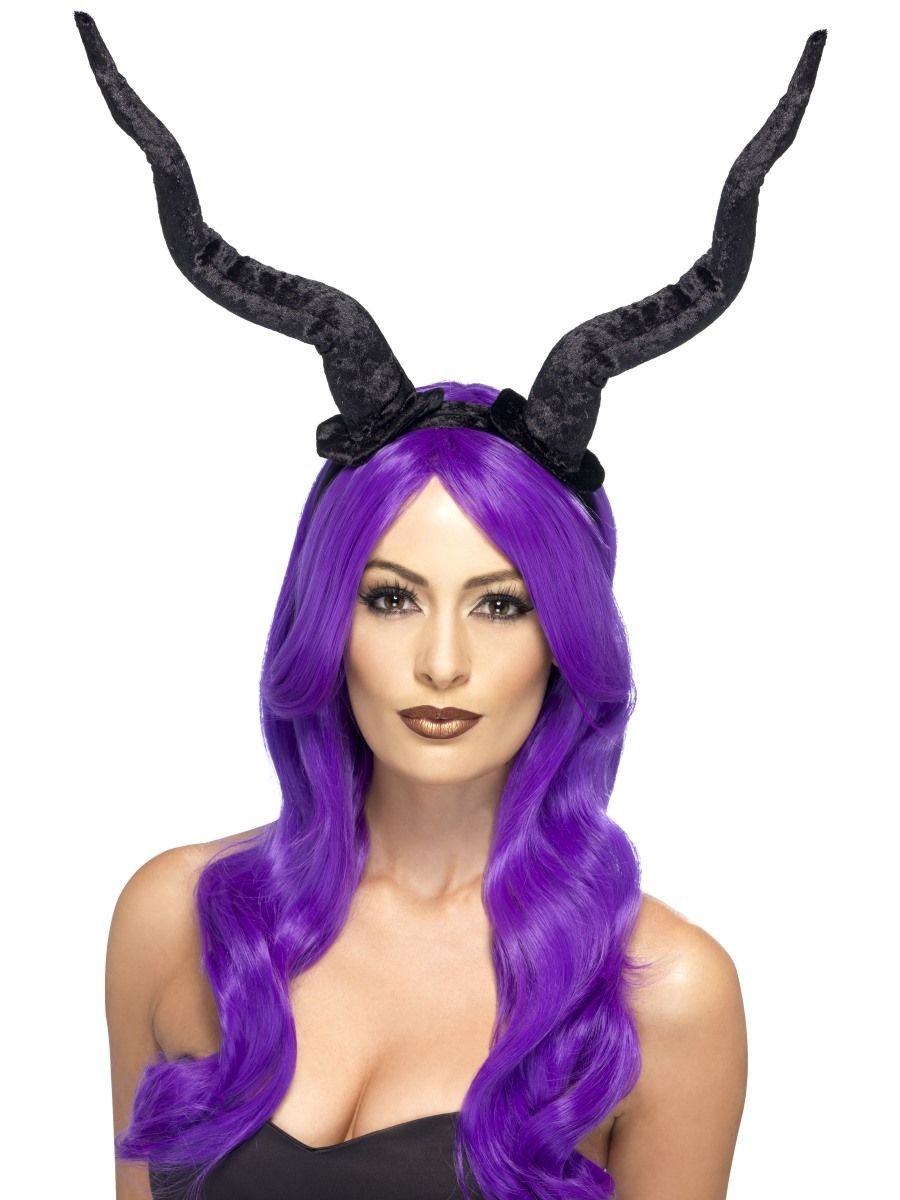 Smiffys Demon Horns Headband, Black
