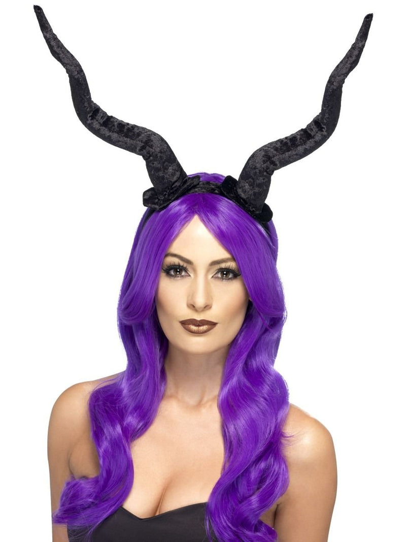 Smiffys Demon Horns Headband, Black