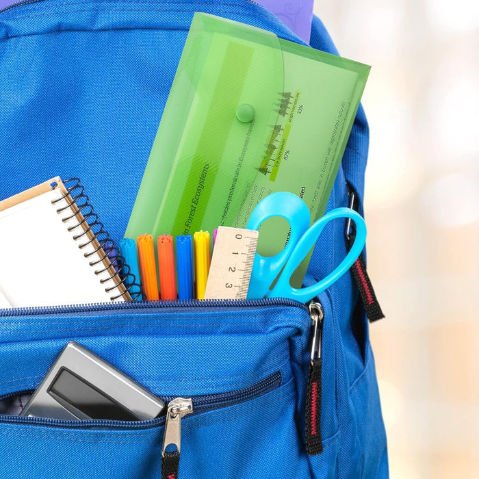 Rapesco 0690 DL Bright Transparent Popper Wallet - Assorted Colours (Pack of 5