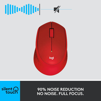 Logitech M330 SILENT PLUS Wireless Mouse, 2.4GHz with USB Nano Receiver, 1000 DPI Optical Tracking, 2-year Battery Life, Compatible with PC, Mac, Laptop, Chromebook