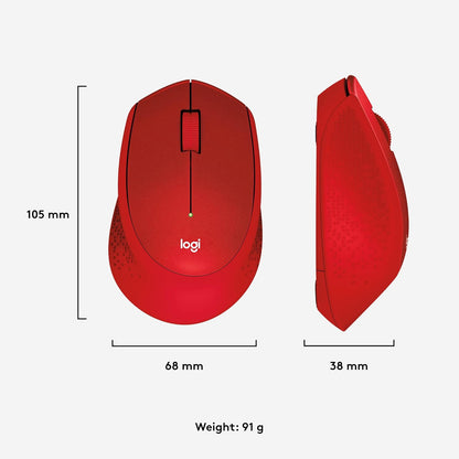 Logitech M330 SILENT PLUS Wireless Mouse, 2.4GHz with USB Nano Receiver, 1000 DPI Optical Tracking, 2-year Battery Life, Compatible with PC, Mac, Laptop, Chromebook