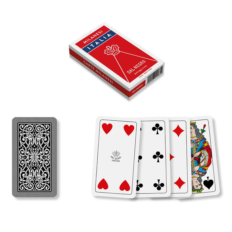 Dal Negro Milanesi Italia 010085 Italian Regional Playing Cards, Red Case - Deck of 40 Cards