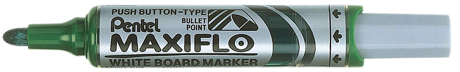 Pentel Maxiflo Drywipe Marker Pen - Green, Box of 12