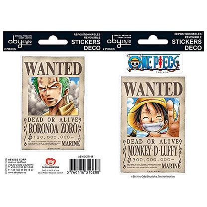 ABYSTYLE - ONE PIECE - Stickers - 16x11cm- Wanted Luffy/Zoro