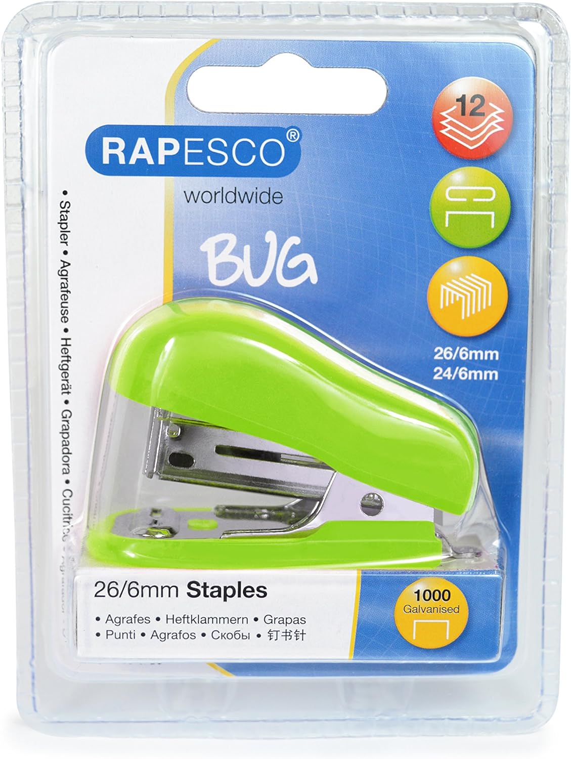 Rapesco 1411 Bug Mini Stapler with 1000 x 26/6mm Staples