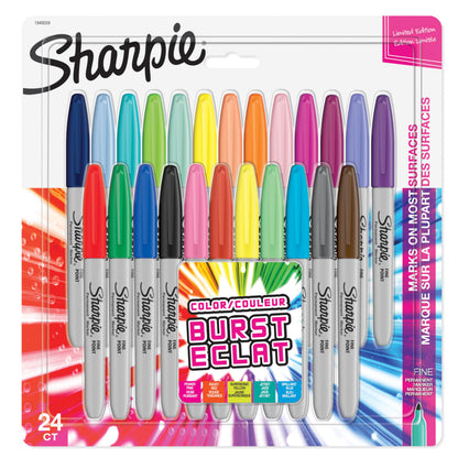 Sharpie Permanent Markers | Fine Point for Bold Details | Colour Burst & Assorted Original | 24 Marker Pens