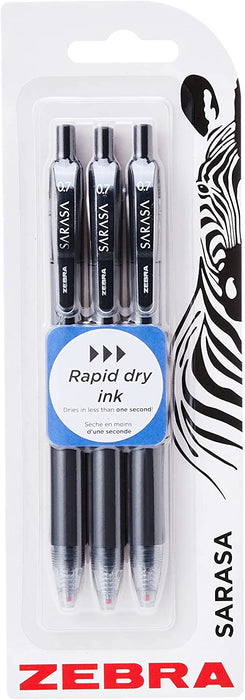 Zebra Sarasa Gel Pen - Black, 3 Count (Pack of 1), 1518