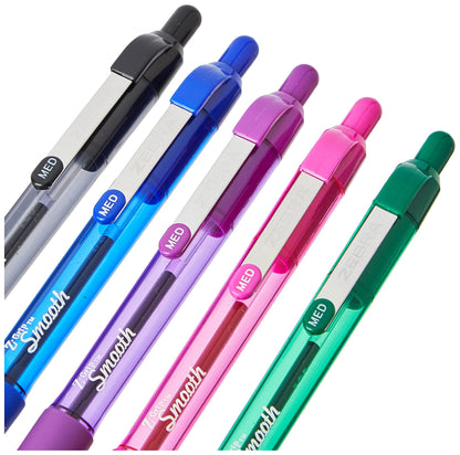 ZEBRA Pen Z Grip Coloured Ballpoint Pens, Smooth & Comfortable ZEBRA Pens With Pocket Clip, Retractable Ballpoint, Multipack Including Black Pen - Medium Point, 5 pack