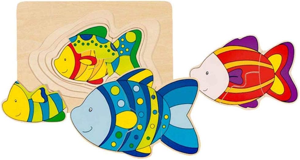 GOKI- Pescado Puzzles de Madera, Multicolor, Small (57897
