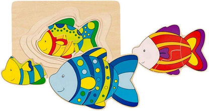 GOKI- Pescado Puzzles de Madera, Multicolor, Small (57897