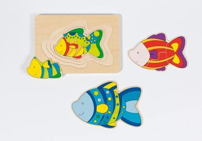 GOKI- Pescado Puzzles de Madera, Multicolor, Small (57897
