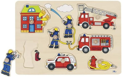 Goki 57907 Fire Brigade, Lift-Out Puzzle, Multicolor, Medium