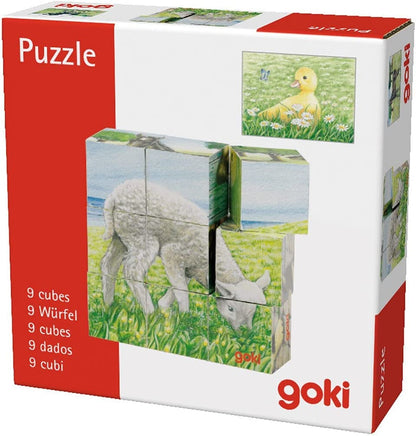GOKI 3DPuzzles 3DGOKIAnimales de Granja, Puzzle de Dados, Multicolor (1