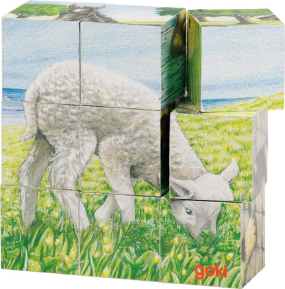 GOKI 3DPuzzles 3DGOKIAnimales de Granja, Puzzle de Dados, Multicolor (1