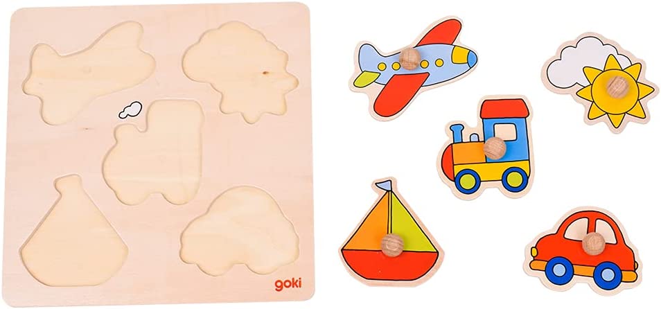 Goki- Puzzles de Madera Encaje Viaje, Basic, Multicolor (57547