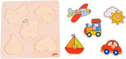 Goki- Puzzles de Madera Encaje Viaje, Basic, Multicolor (57547
