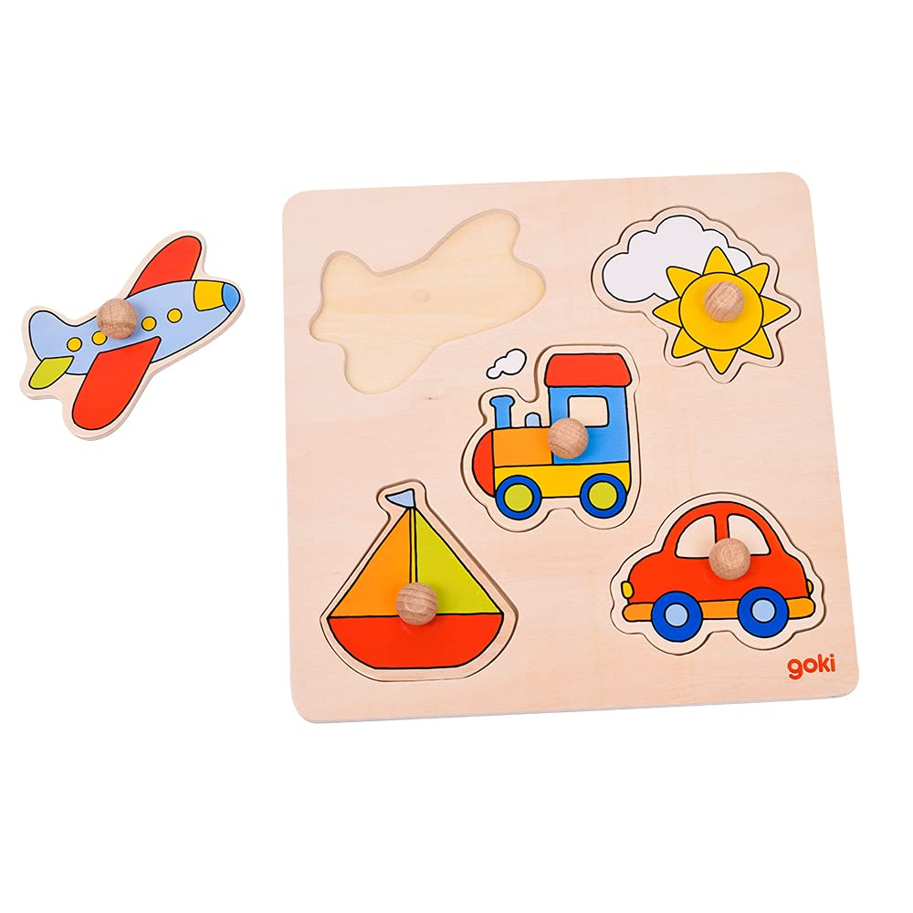 Goki- Puzzles de Madera Encaje Viaje, Basic, Multicolor (57547