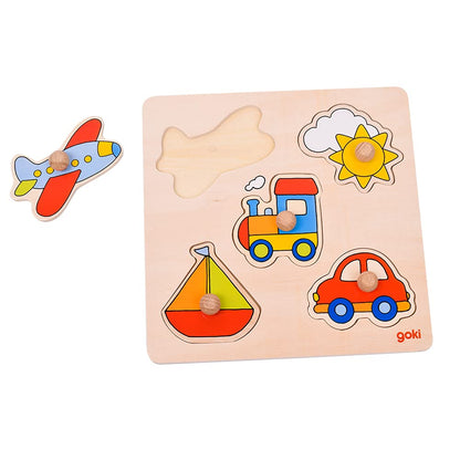 Goki- Puzzles de Madera Encaje Viaje, Basic, Multicolor (57547