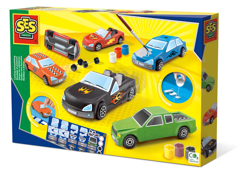 SES Creative Gießen und Anmalen - Autos Gips-& Mal-Set, Multi, Mittel