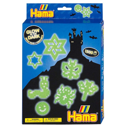 Hama - 3414 - Loisirs Créatifs - Boîte 1500 Perles à Repasser + 3 Plaques - Taille Midi - Phosphorescent