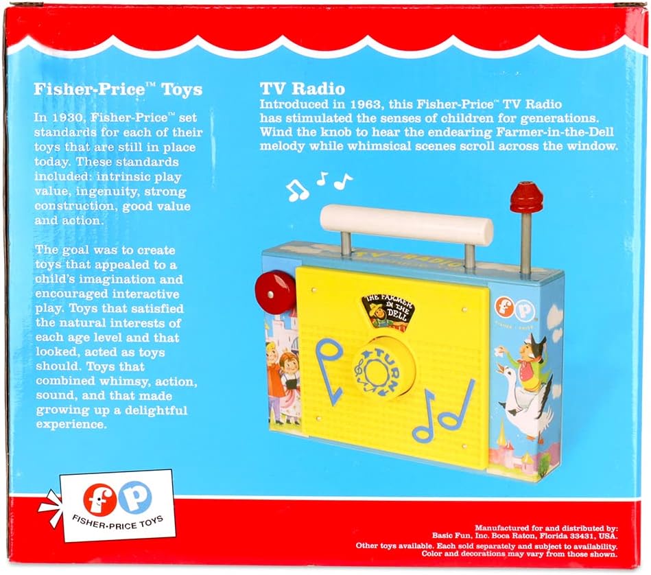 Fisher Price Classics | TV Radio | Interactive Toy for Pretend Games and Role Play, Classic Preschool Toy with Retro-Style Packaging, Suitable for Boys and Girls Ages 18 Months+ | Basic Fun 1703