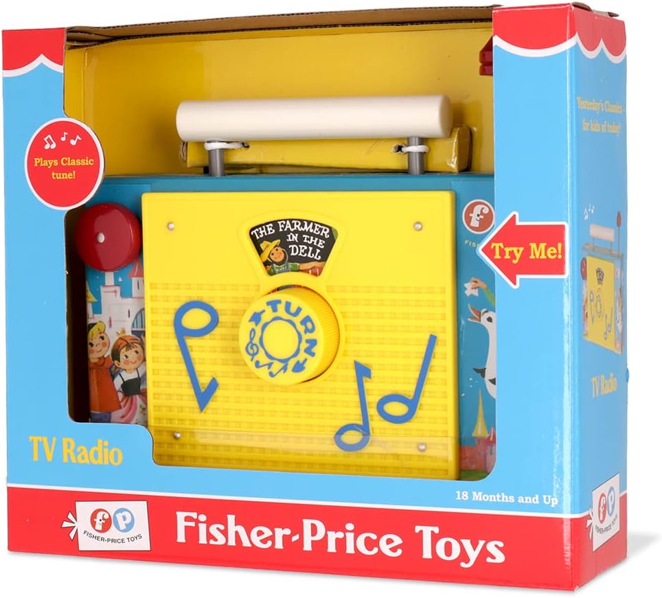 Fisher Price Classics | TV Radio | Interactive Toy for Pretend Games and Role Play, Classic Preschool Toy with Retro-Style Packaging, Suitable for Boys and Girls Ages 18 Months+ | Basic Fun 1703