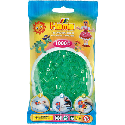 Hama Beads Bag | Approx. 1000 Midi Fuse Beads | Mosaic Decoration Arts & Craft for Creative Children Ages 5+ | Translucent Green 1000 pcs Translucent green