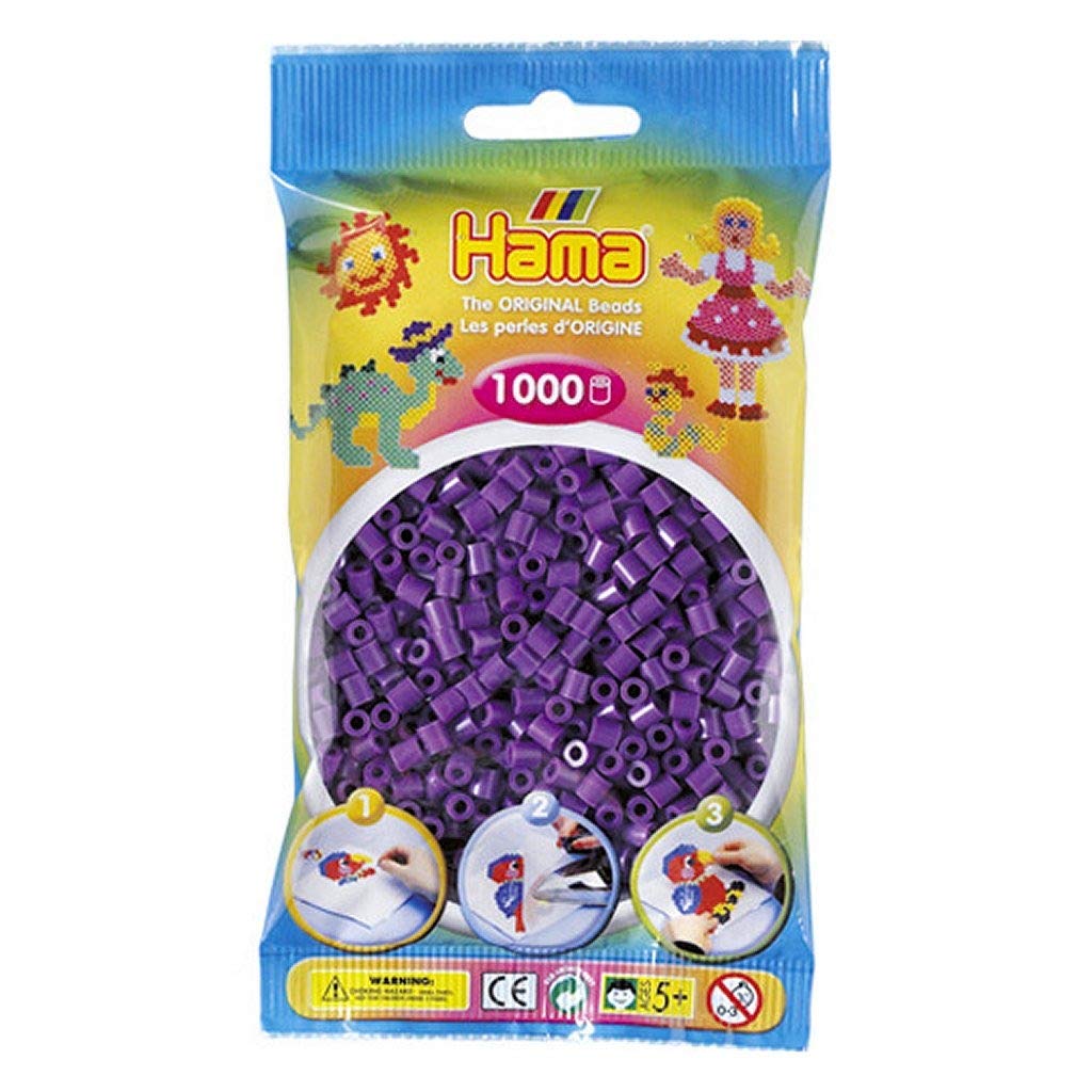 Hama Beads Bag | Approx. 1000 Midi Fuse Beads | Mosaic Decoration Arts & Craft for Creative Children Ages 5+ | Purple 1000 pcs Purple