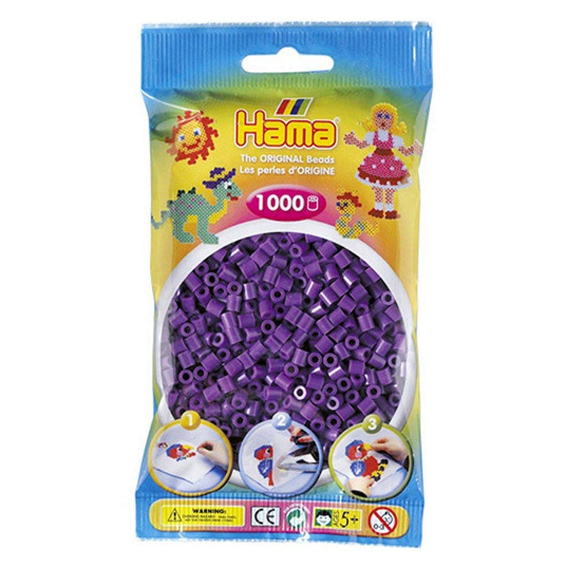 Hama Beads Bag | Approx. 1000 Midi Fuse Beads | Mosaic Decoration Arts & Craft for Creative Children Ages 5+ | Purple 1000 pcs Purple
