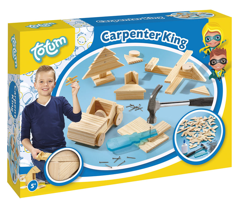 Totum 025042 King-Carpenter Set Parts, Nails and Wooden Hammer, Wood Color, Medium