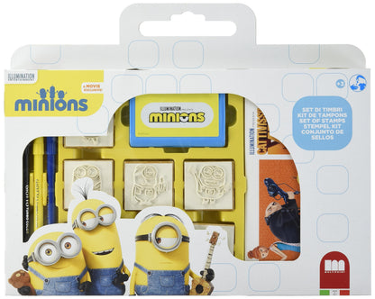 Multiprint Window Box 7 Stamps for Kids Minions 2, 100% Made in Italy, Personalized Stamps for Children, in Wood and Natural Rubber, Non-toxic Washable Ink, Gift Idea, art.07896