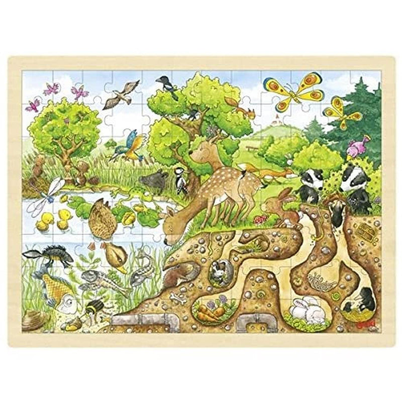 GOKI- Conejo Puzzles de maderaPuzzles de maderaGOKIPuzzle Descubrimiento de la Naturaleza, Multicolor, Large (1